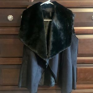 BCBG Suede vest with fur interior.